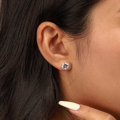 [Lora-Jewelry] Boucles d'oreilles à tige élégantes et brillantes avec pierre centrale ronde