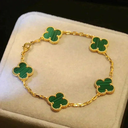 [Lora-Jewelry]CLOVER 5 MOTIFS MALACHITE BRACELET
