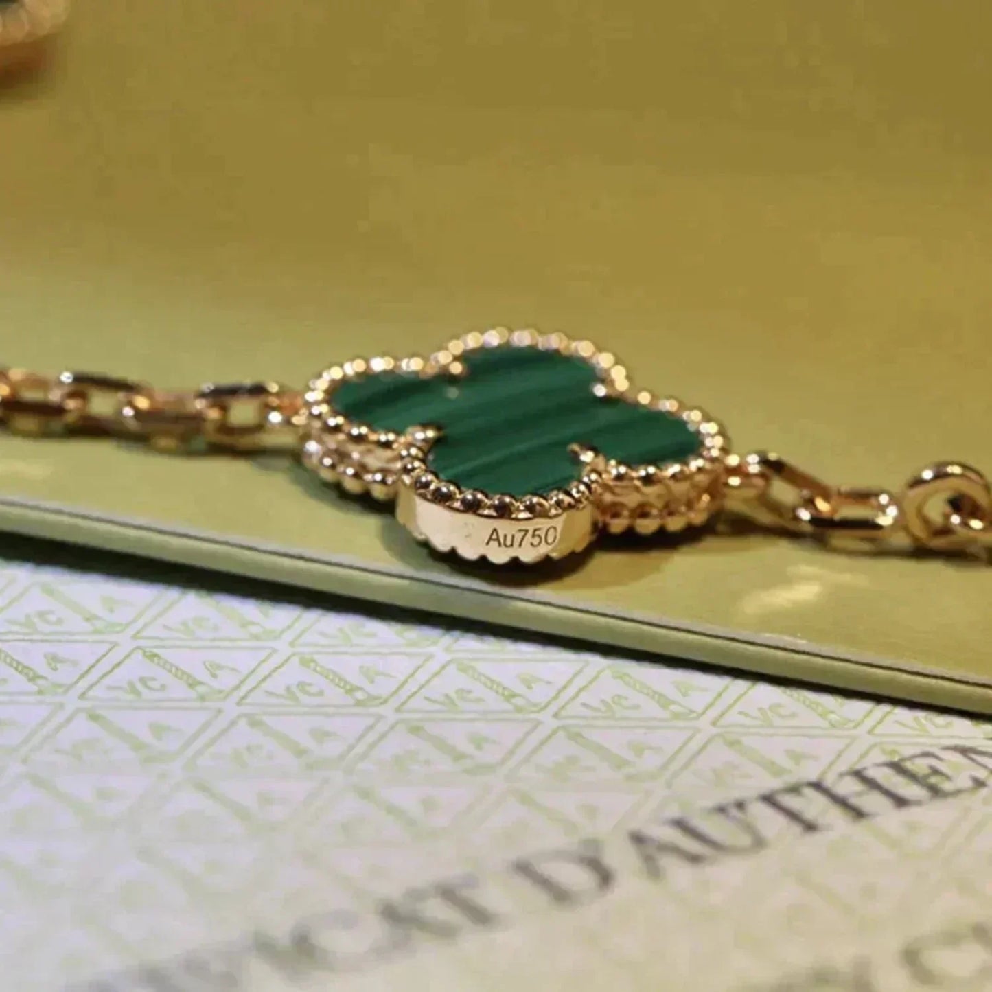 [Lora-Jewelry]CLOVER 5 MOTIFS MALACHITE BRACELET