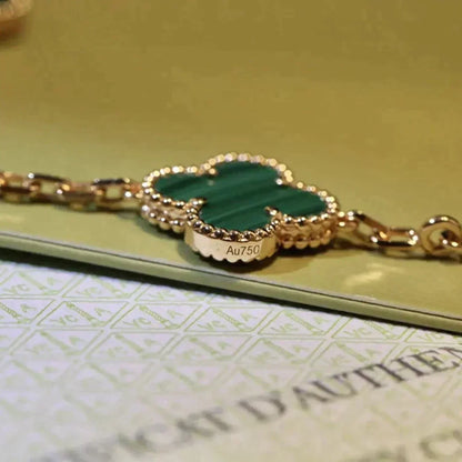 [Lora-Jewelry]CLOVER 5 MOTIFS MALACHITE BRACELET