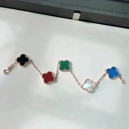 [Lora-Jewelry]CLOVER 5 MOTIFS MULTICOLOR  BRACELET