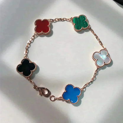 [Lora-Jewelry]CLOVER 5 MOTIFS MULTICOLOR  BRACELET