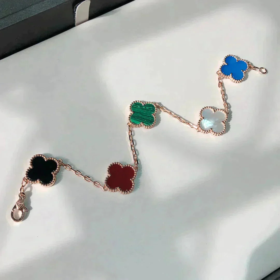 [Lora-Jewelry]CLOVER 5 MOTIFS MULTICOLOR  BRACELET