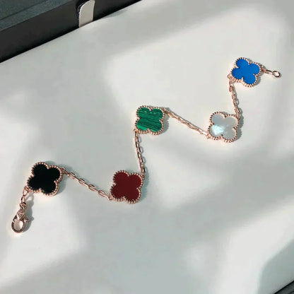 [Lora-Jewelry]CLOVER 5 MOTIFS MULTICOLOR  BRACELET