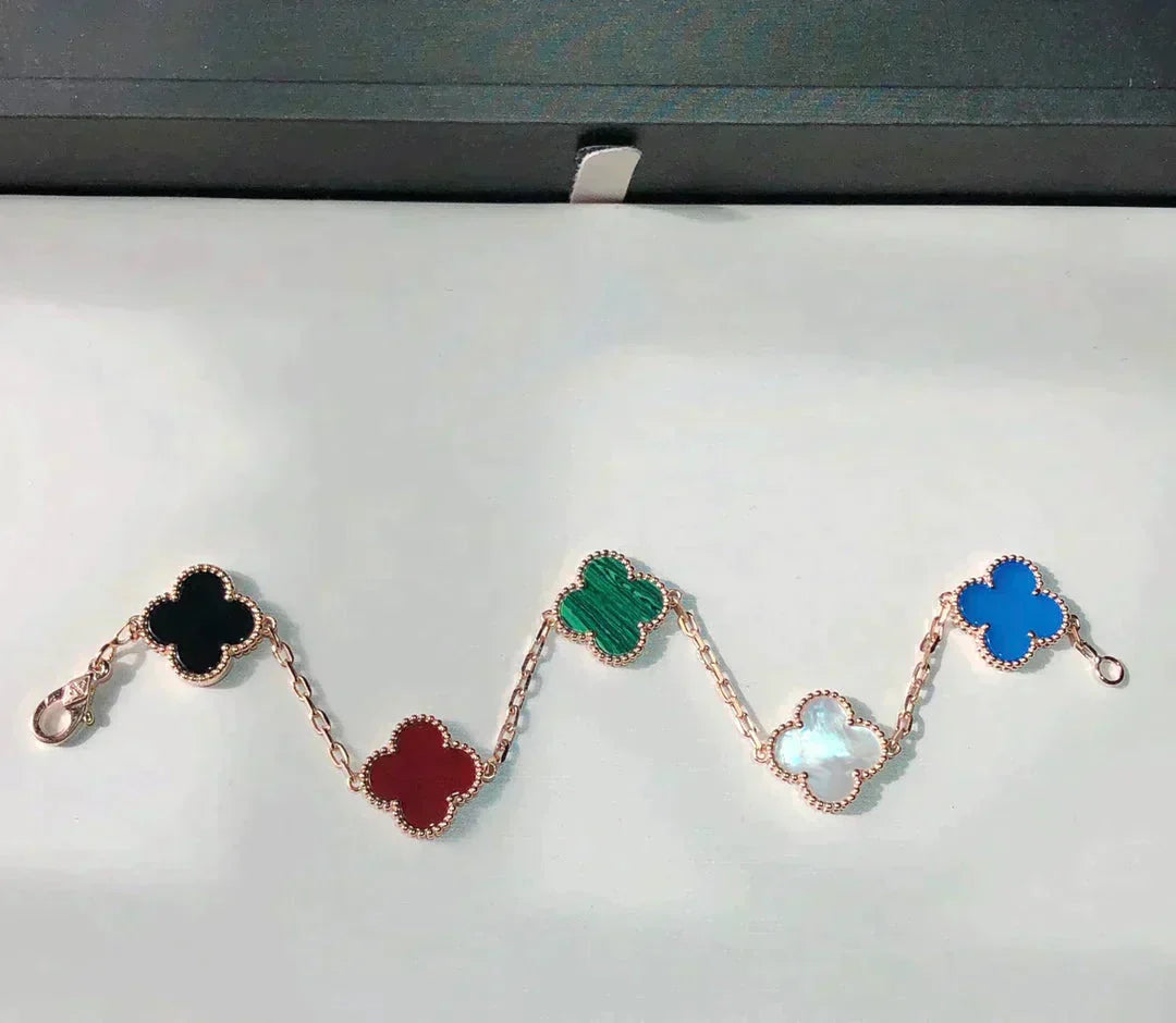[Lora-Jewelry]CLOVER 5 MOTIFS MULTICOLOR  BRACELET