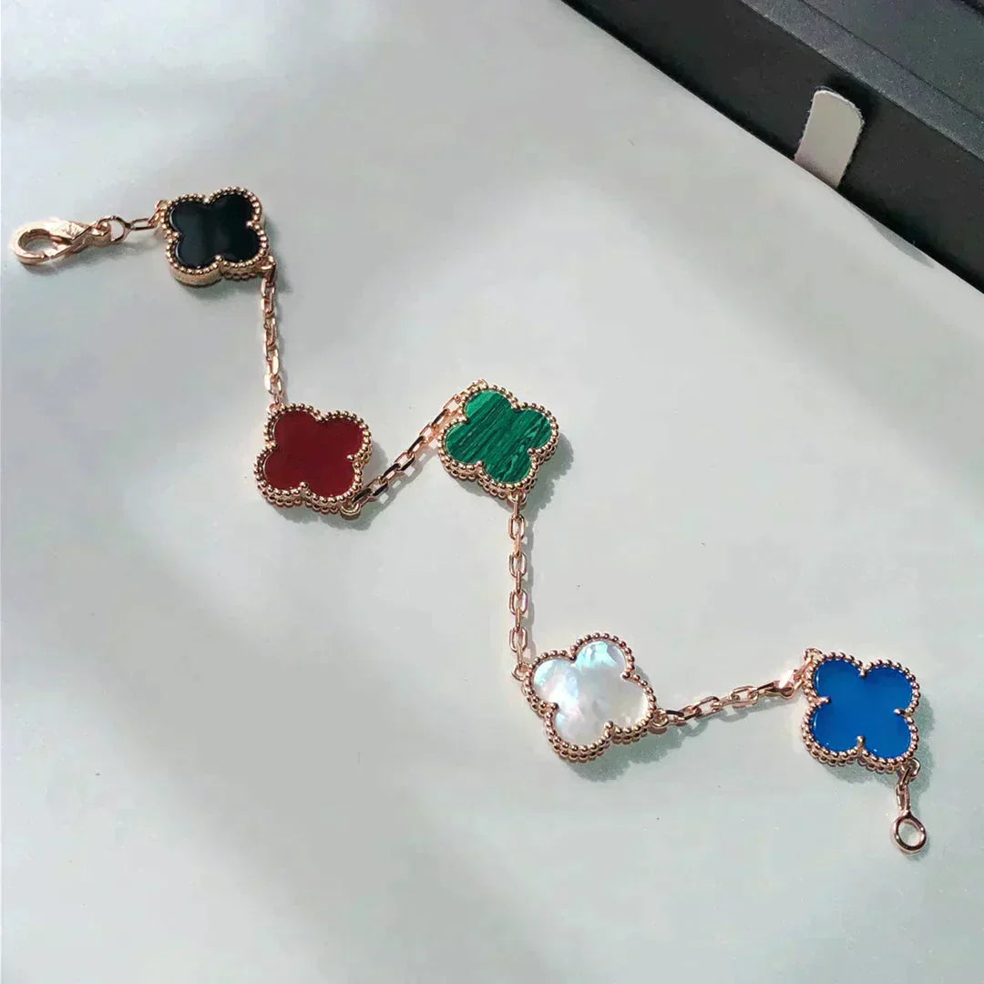 [Lora-Jewelry]CLOVER 5 MOTIFS MULTICOLOR  BRACELET