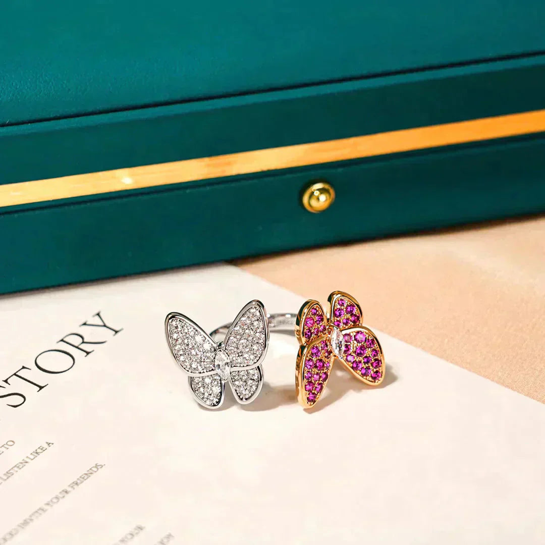 [Lora-Jewelry]TWIN BUTTERFLY DIAMOND RING