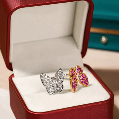 [Lora-Jewelry]TWIN BUTTERFLY DIAMOND RING