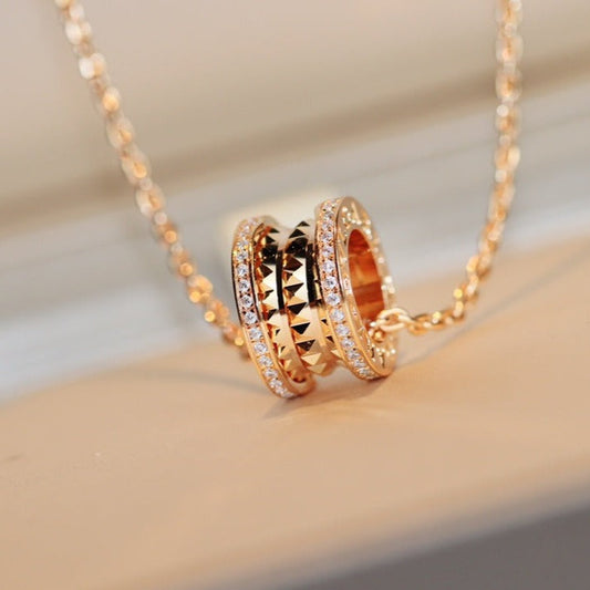 [Lora-Jewelry]ZERO 1 ROCK PEDANT PINK GOLD NECKLACE