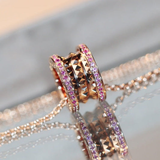 [Lora-Jewelry]ZERO 1 ROCK PINK GOLD PINK DIAMOND NECKLACE