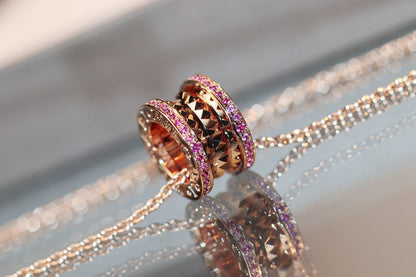 [Lora-Jewelry]ZERO 1 ROCK PINK GOLD PINK DIAMOND NECKLACE