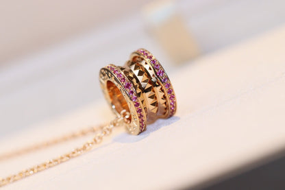 [Lora-Jewelry]ZERO 1 ROCK PINK GOLD PINK DIAMOND NECKLACE