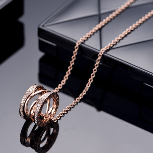 [Lora-Jewelry]ZERO 1 PINK GOLD DIAMOND OPEN NECKLACE