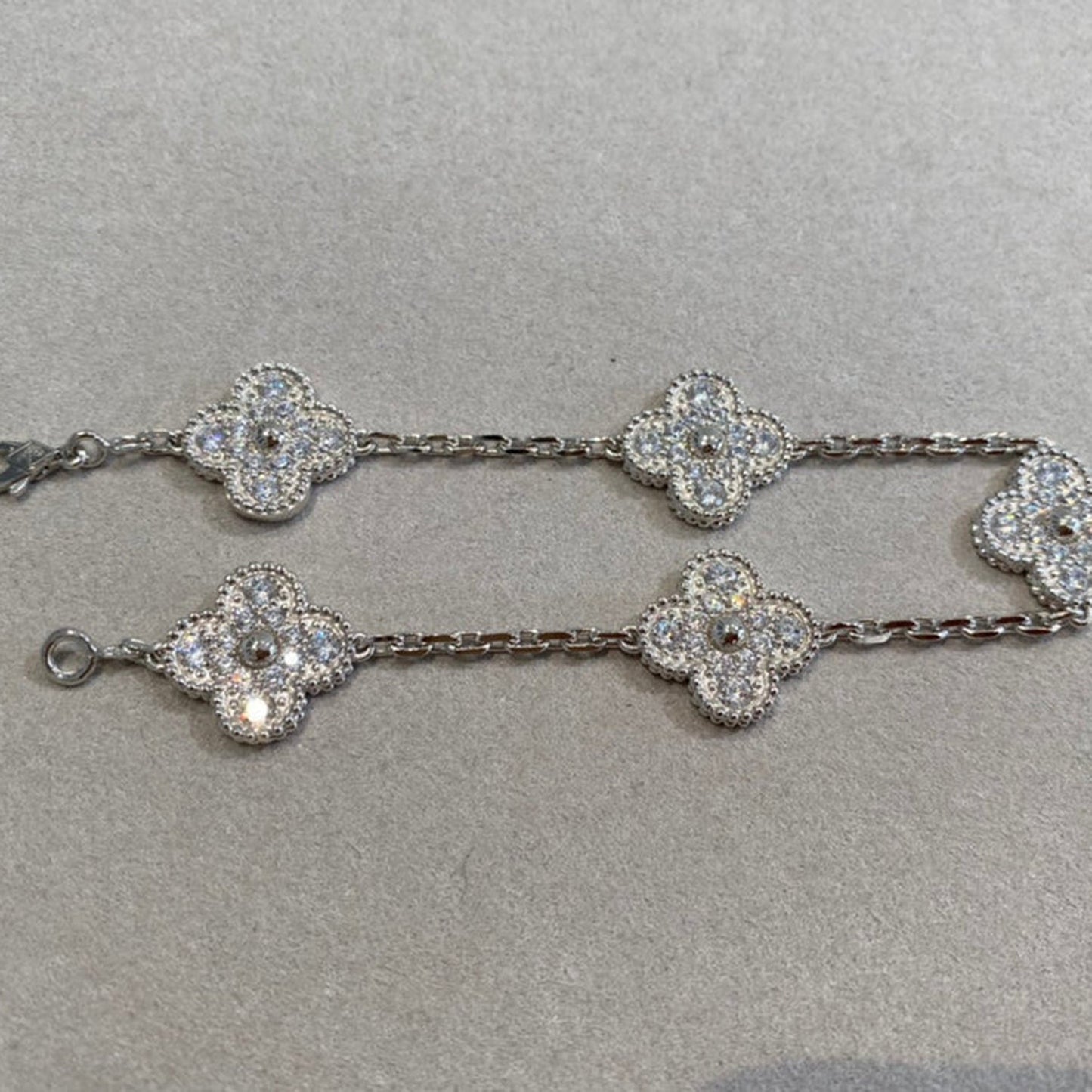 [ローラジュエリー]クローバー 5モチーフ ダイヤモンドブレスレット シルバー