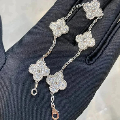 [ローラジュエリー]クローバー 5モチーフ ダイヤモンドブレスレット シルバー
