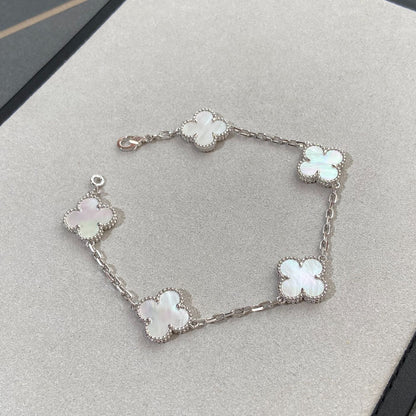 [Lora-Jewelry]CLOVER SILVER MOP 5 MOTIF BRACELET