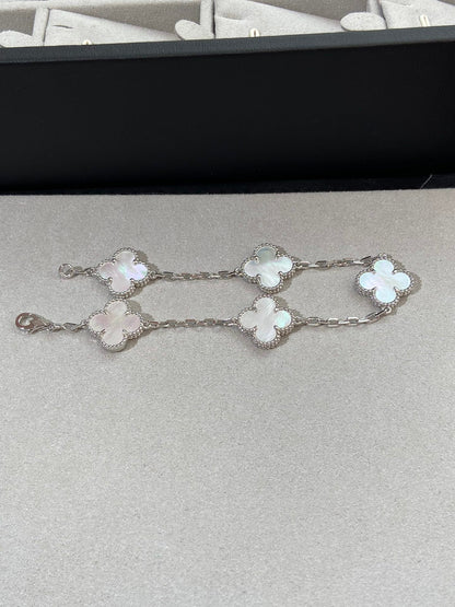 [Lora-Jewelry]CLOVER SILVER MOP 5 MOTIF BRACELET