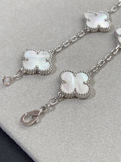 [Lora-Jewelry]CLOVER SILVER MOP 5 MOTIF BRACELET