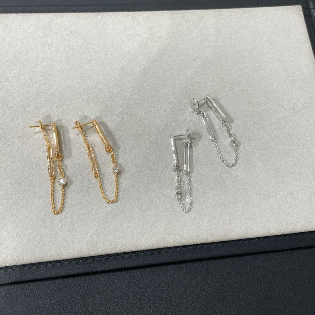 [Lora-Jewelry]Boucles d'oreilles pendantes en diamants Chaine Chaos