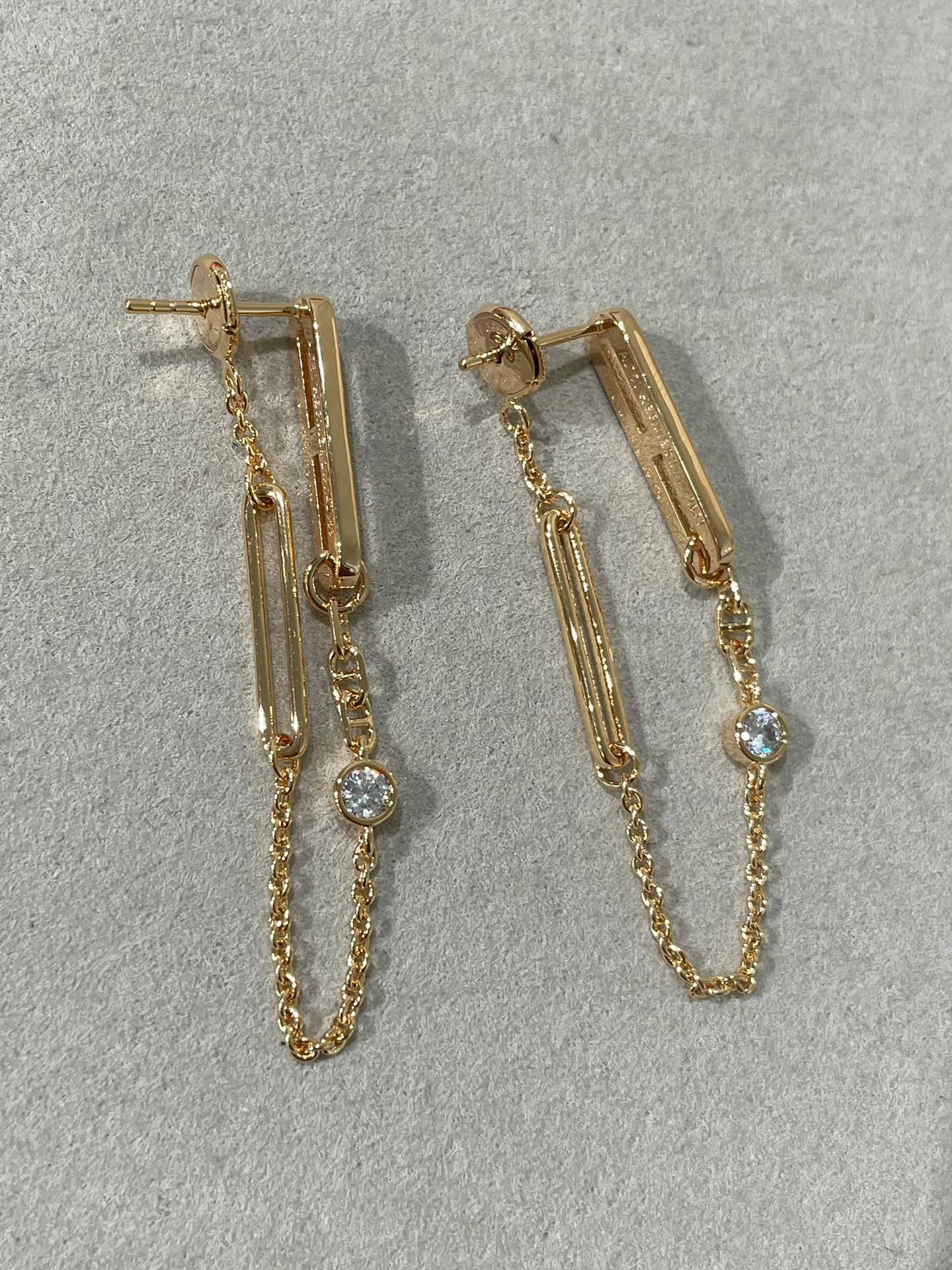 [Lora-Jewelry]Boucles d'oreilles pendantes en diamants Chaine Chaos