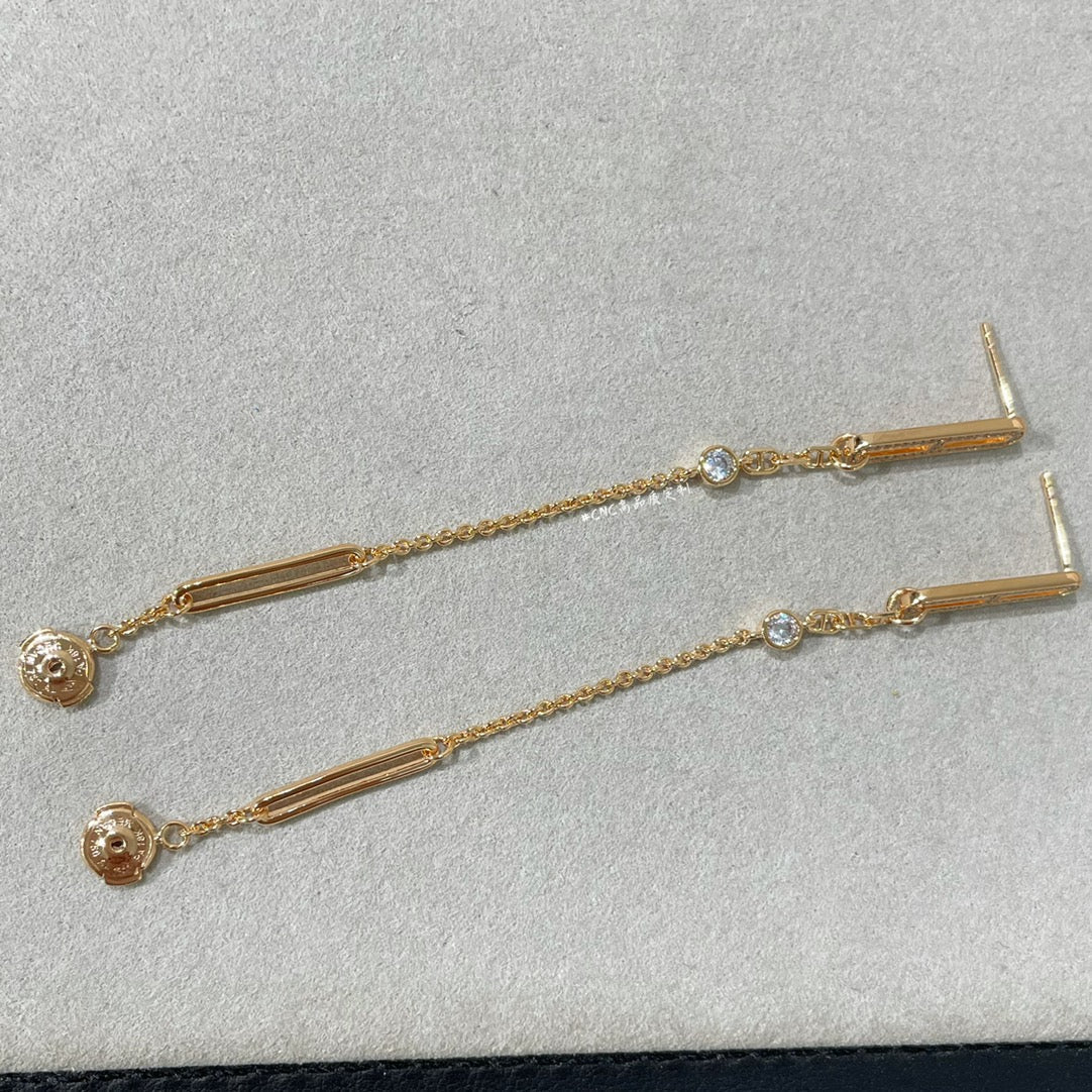 [Lora-Jewelry]Boucles d'oreilles pendantes en diamants Chaine Chaos