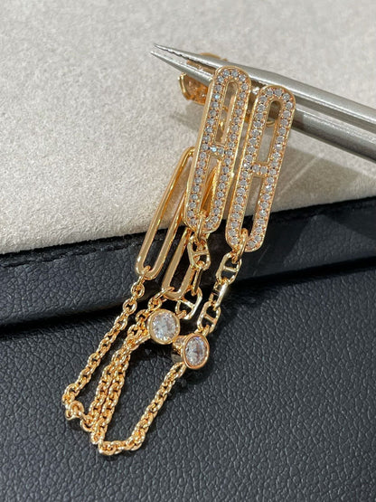 [Lora-Jewelry]Boucles d'oreilles pendantes en diamants Chaine Chaos