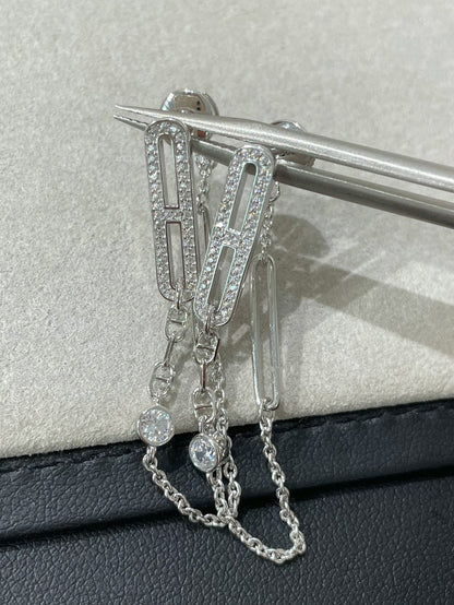 [Lora-Jewelry]Boucles d'oreilles pendantes en diamants Chaine Chaos