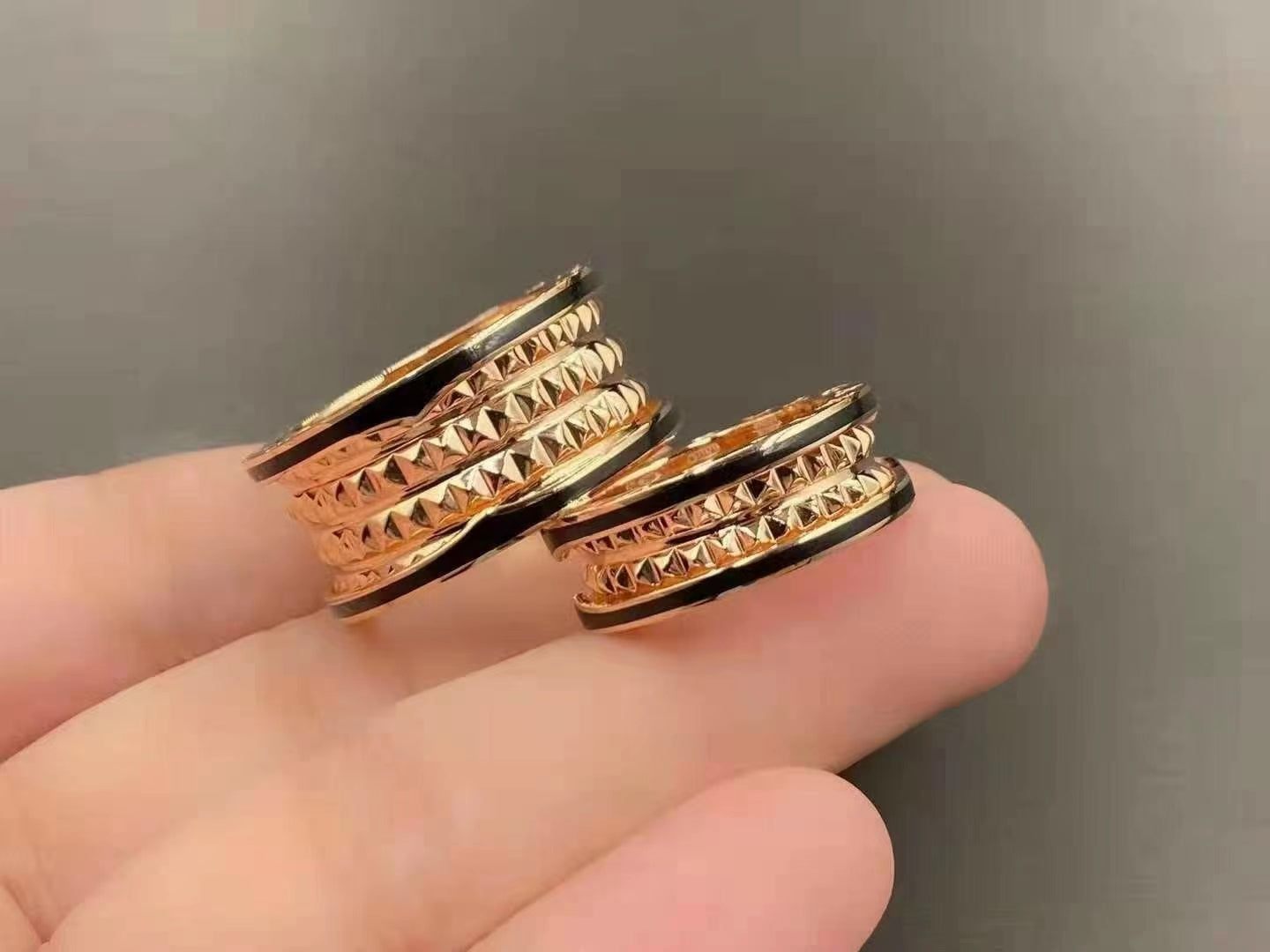 [Lora-Jewelry]ZERO 1 ROCK BLACK CERAMIC PINK GOLD LARGE MODEL