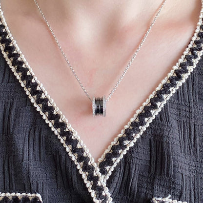 [Lora-Jewelry]ZERO 1 DIAMOND CERAMIC NECKLACE