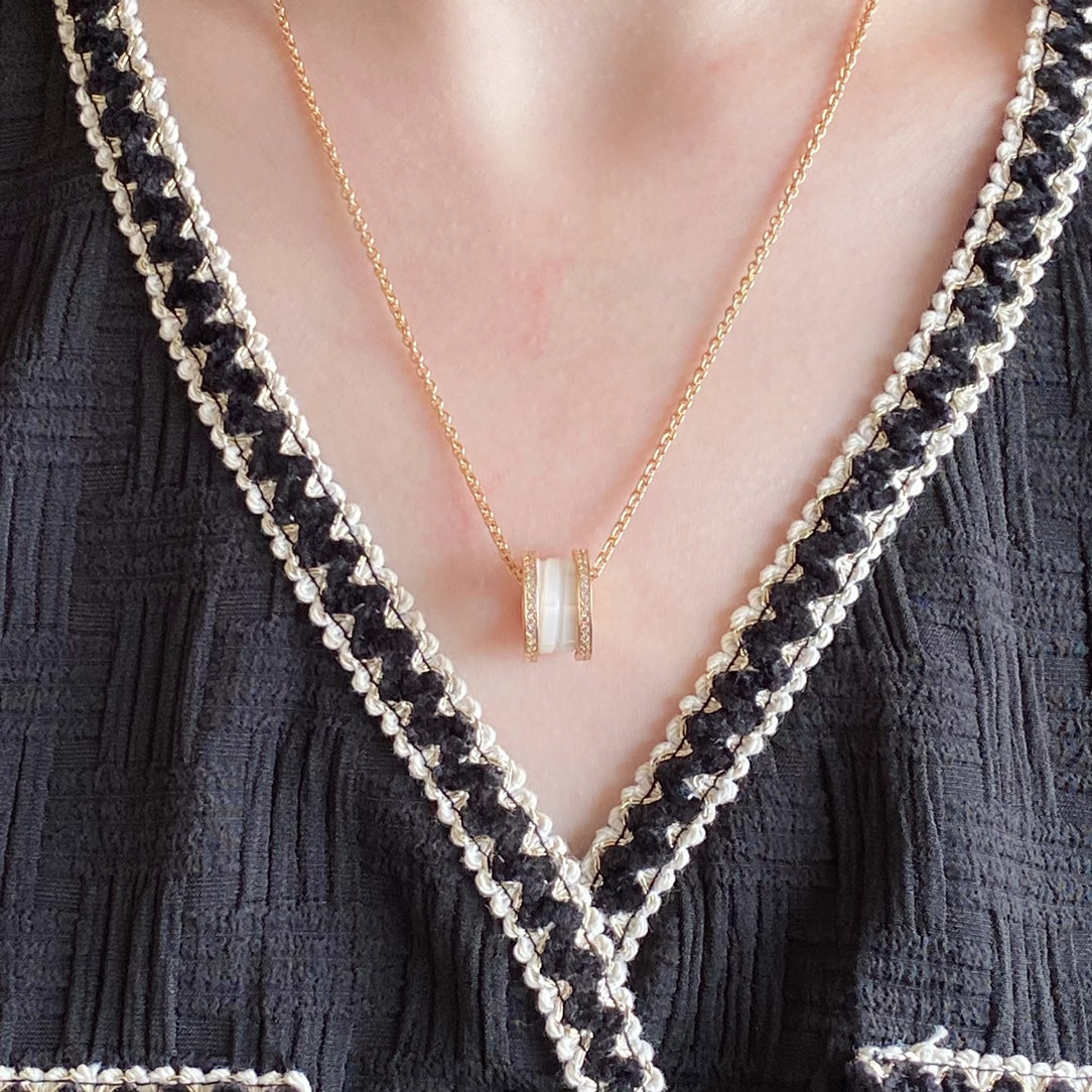 [Lora-Jewelry]ZERO 1 DIAMOND CERAMIC NECKLACE