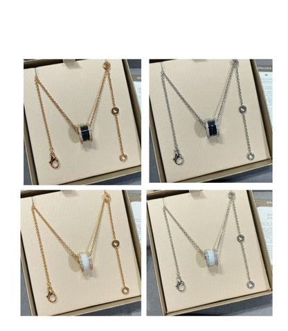 [Lora-Jewelry]ZERO 1 DIAMOND CERAMIC NECKLACE