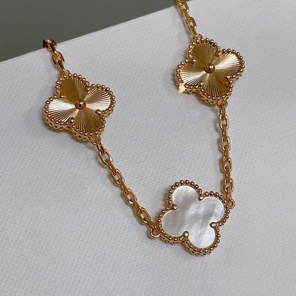 [Lora-Jewelry]CLOVER BRACELET 5 MOTIF WHITE MOP PINK GOLD