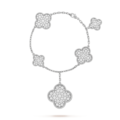 [Lora-Jewelry]CLOVER 6 MOTIFS SILVER DIAMOND BRACELET