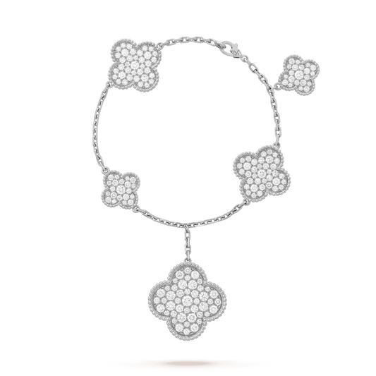 [Lora-Jewelry]CLOVER 6 MOTIFS SILVER DIAMOND BRACELET