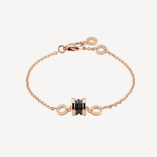 [Lora-Jewelry]ZERO 1 ソフトピンクゴールド＆ブラックセラミックブレスレット