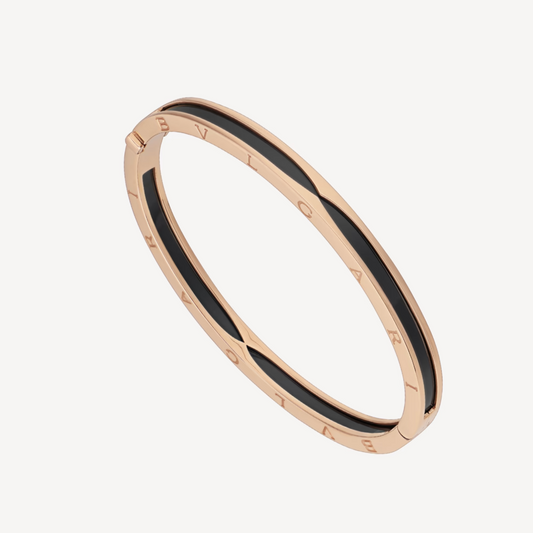 [Lora-Jewelry]ZERO 1 ピンクゴールド ブラックセラミックブレスレット