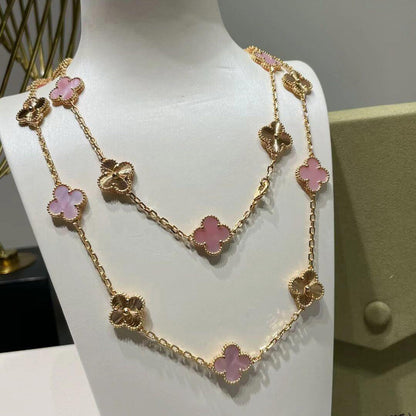 [Lora-Jewelry] COLLIER CLOVER 20 MOTIFS LASER ROSE MOP