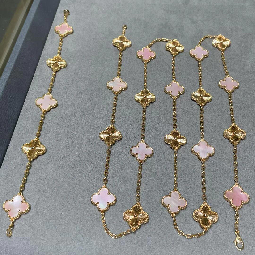 [Lora-Jewelry] COLLIER CLOVER 20 MOTIFS LASER ROSE MOP