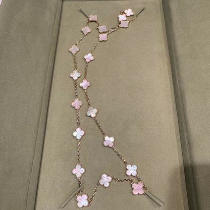 [Lora-Jewelry] COLLIER NACRE ROSE À 20 MOTIFS CLOVER
