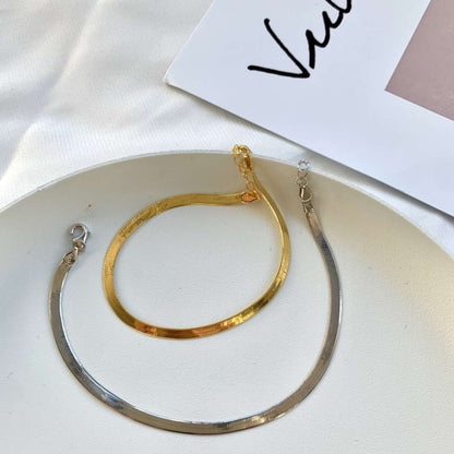 [Lora-Jewelry]Flat Snake Bone Chain Blade Necklace