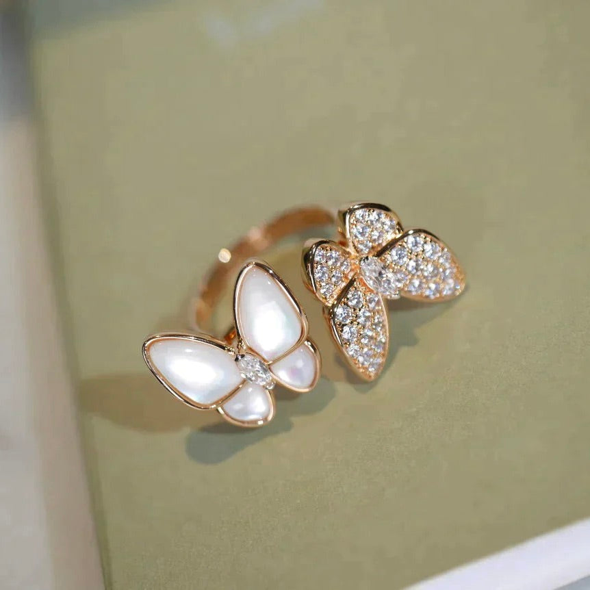 [Lora-Jewelry]TWIN BUTTERFLY DIAMOND MOP RING