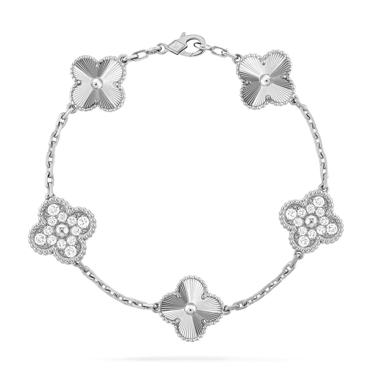 [Lora-Jewelry]CLOVER 5 MOTIF SILVER DIAMOND BRACELET