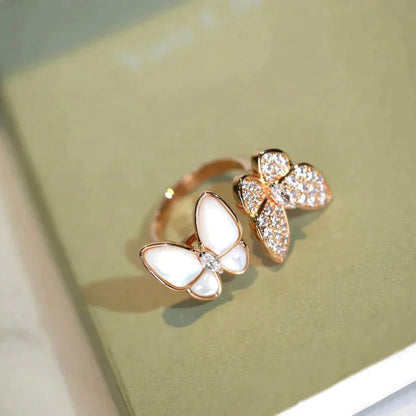 [Lora-Jewelry]TWIN BUTTERFLY DIAMOND MOP RING