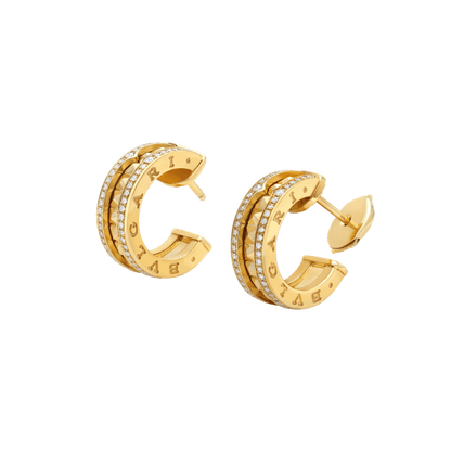 [Lora-Jewelry]ZERO 1 ROCK GOLD EARRINGS WITH STUDDED SPIRAL AND PAVED DIAMONDS