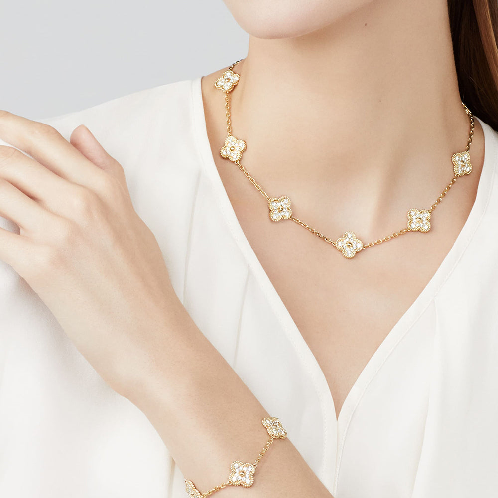 [Lora-Jewelry] COLLIER DIAMANT 10 MOTIFS TRÈFLE