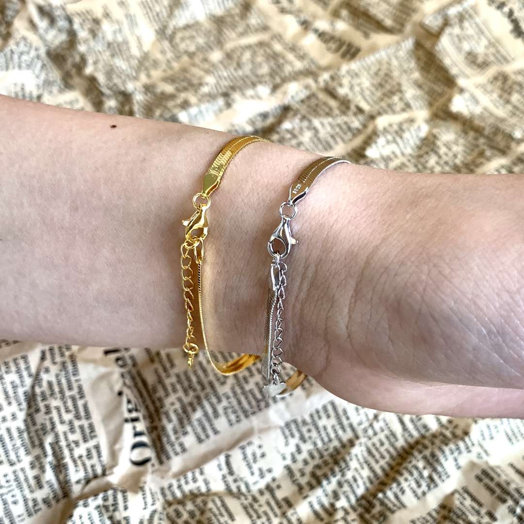 [Lora-Jewelry]Flat Snake Bone Chain Blade Necklace