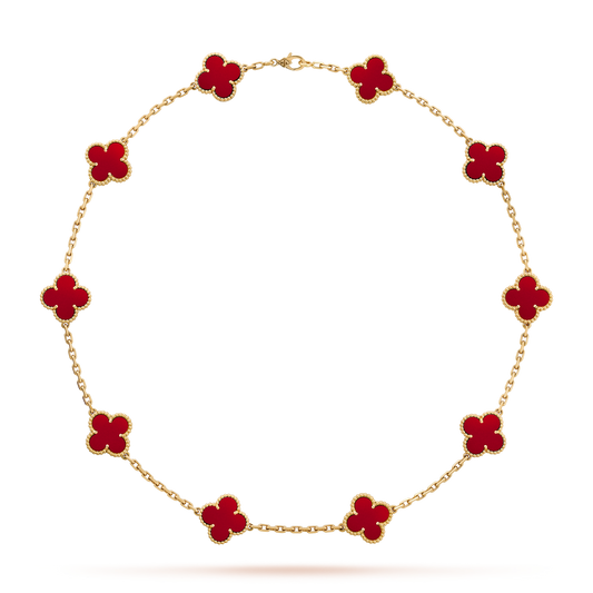 [Lora-Jewelry]CLOVER 10 MOTIFS CARNELIAN NECKLACE