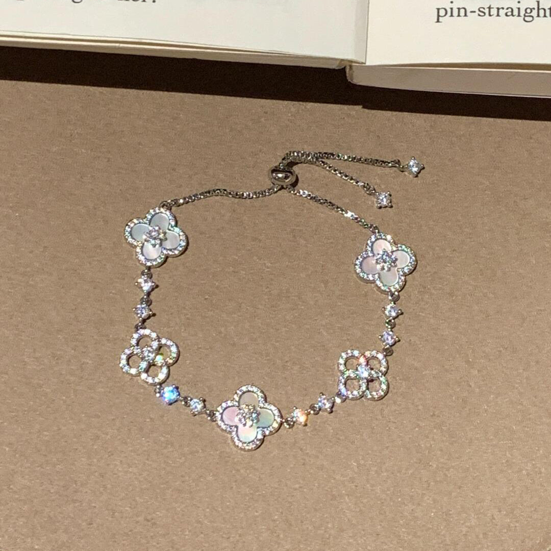 [Lora-Jewelry]BRACELET TRÈFLE 5 MOTIFS ROSE BLEU ROUGE BLANC 