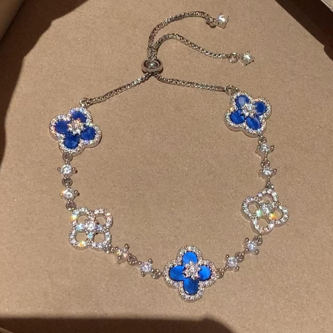 [Lora-Jewelry]BRACELET TRÈFLE 5 MOTIFS ROSE BLEU ROUGE BLANC 