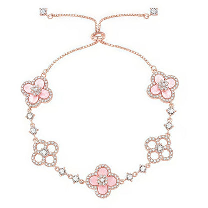 [Lora-Jewelry]BRACELET TRÈFLE 5 MOTIFS ROSE BLEU ROUGE BLANC 
